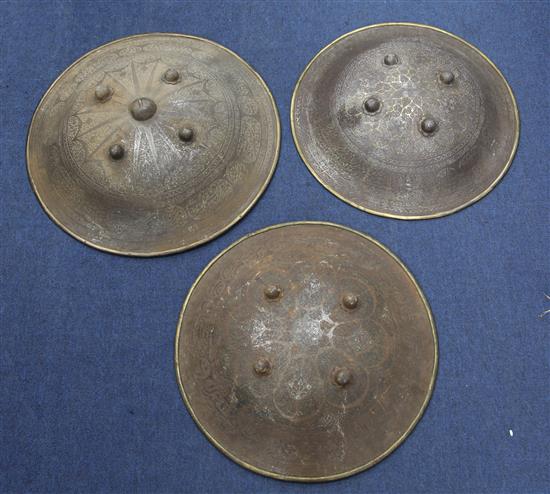 An Indo Persian chiselled steel circular dhal,